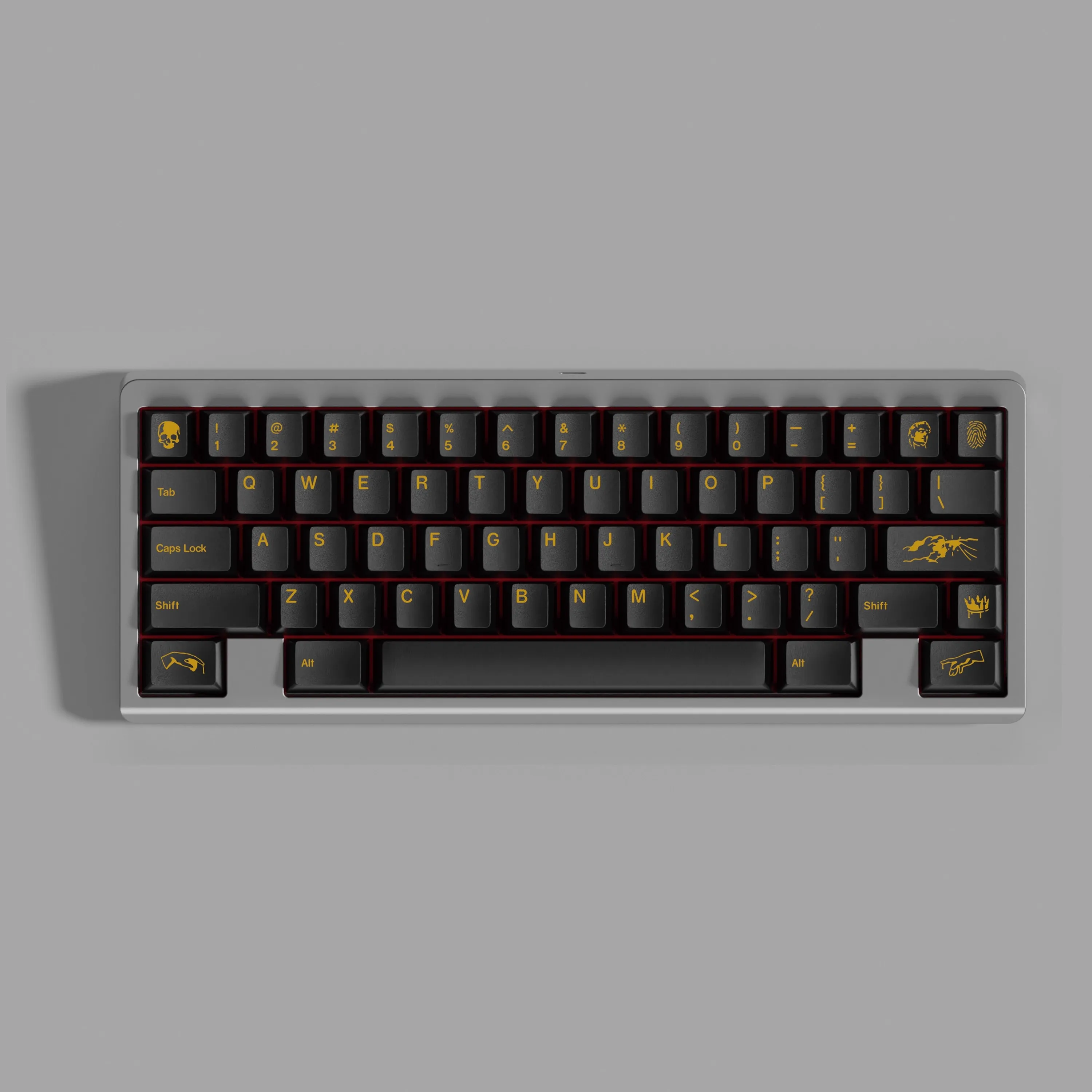 1 Set KAP Midas Keycaps PBT 5 Sides Dye Subbed Black Golden Key