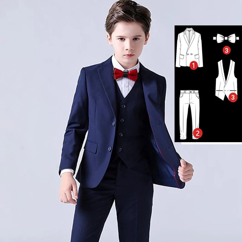 Terno Completo Para Meninos - 7 Peças Slim Fit Preto