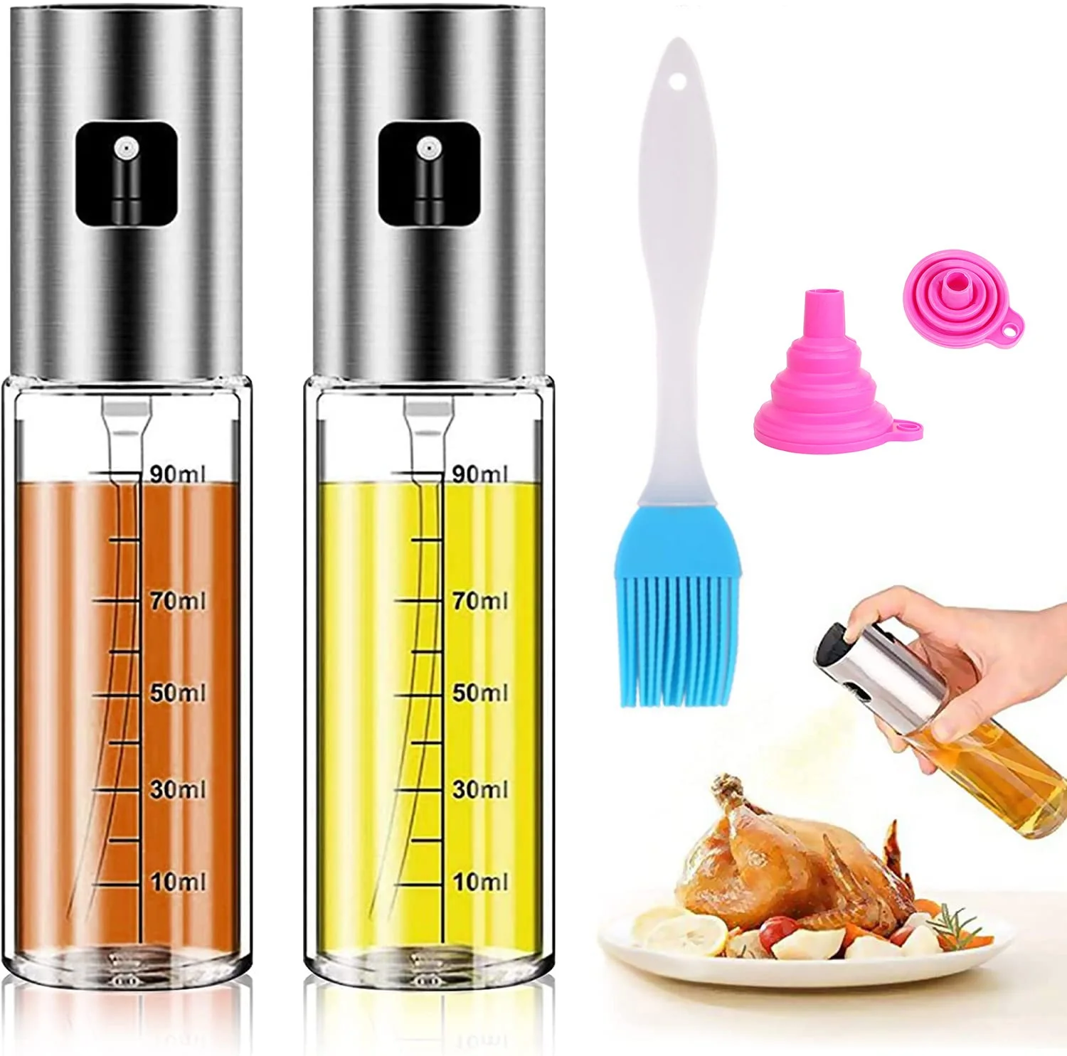 

Glass Olive Oil Spray Bottle, BBQ Baking, Kitchen Vinegar Mist Bottle, Portable Travel Picnic, Salad Grilling Tool, 100ml