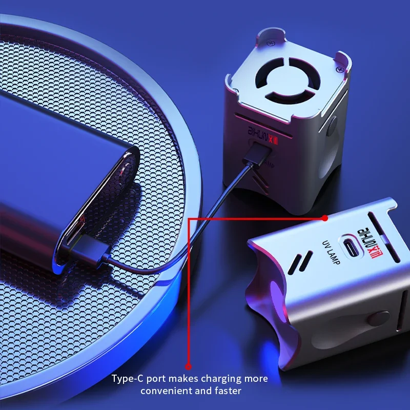 JC Aixun UV LED 라이트 램프(휴대폰용 쿨다운 팬 포함) BGA 마더보드 LCD 화면 녹색 오일 경화 도구 UV 경화 램프