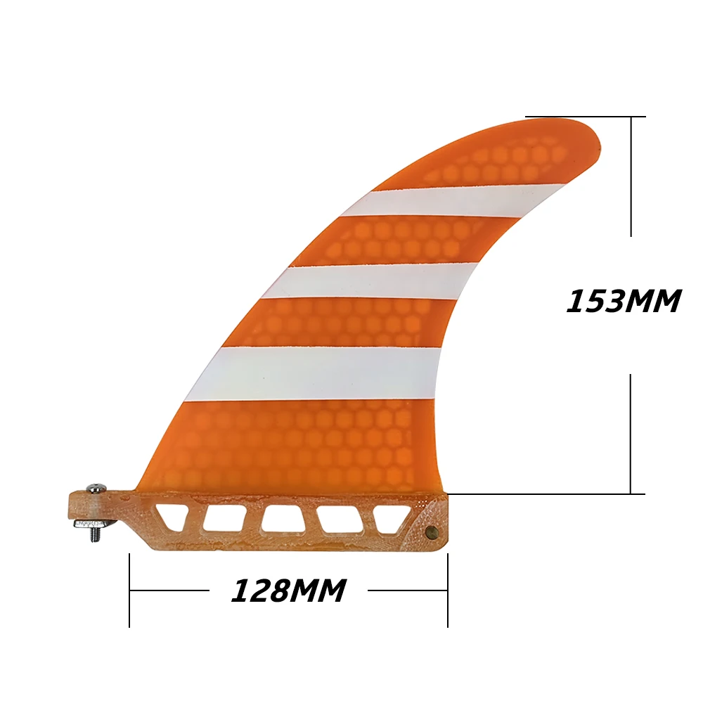 Longboard Fin With Screw 6inch Single Fin Centre Surfboard Quilha Sup Board Paddle Board Honeycomb Fibreglass Orange Surfing