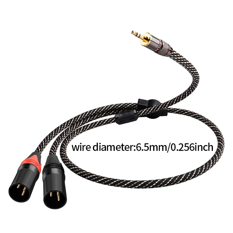 YYTCG HiFi 3.5mm-듀얼 XLR 남성 케이블, PC 헤드폰 앰프 MP3 믹서 콘솔용 고순도 OFC 3핀 밸런스드 오디오 코드