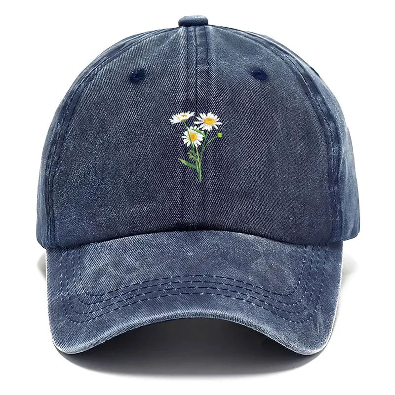 Baseballkappe mit Blumenstickerei, gewaschene Baumwolle, Vintage-Dad-Hat, modische Streetwear, Hip-Hop, verstellbar, Unisex, lässige Sommerkappe – Detail 7