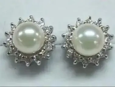 Baru panas 8-9mm putih Akoya anting mutiara St ud AAA