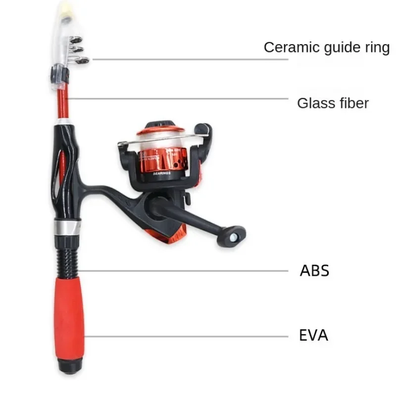 Fishing Pole Set Full Kits Telescopic Fishing Rod Spinning Reel Baits Hooks Travel Pole Set