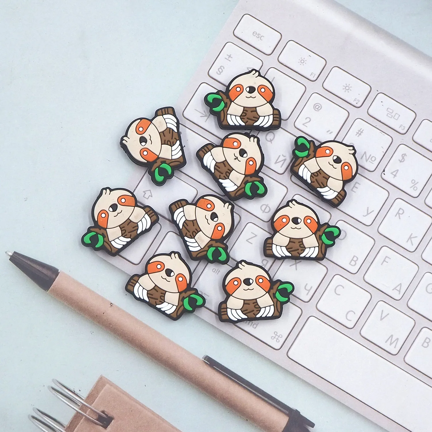 

Chenkai 50PCS Sloth Focal Beads Silicone Charms For Pen Making Character Beads For Beadable Pen DIY Baby Pacifier Dummy Chains