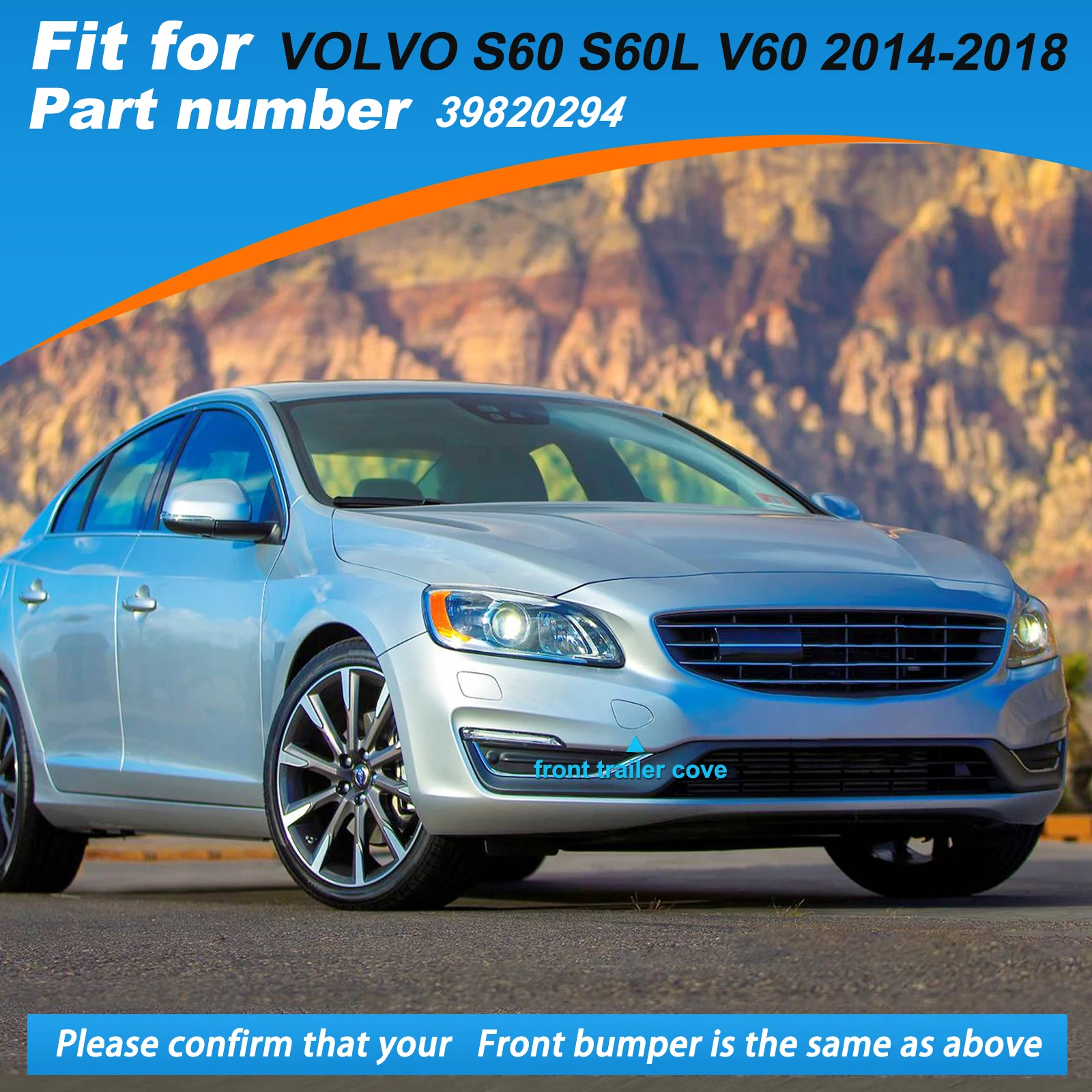 Front Bumper Tow Hook Cover Cap Towing Eye VOLVO S60 S60L V60 Accessories 2014- 39820294 31323839 Right Passenger Side front bumper decoration front bumper cover car rear bumper hook cover
