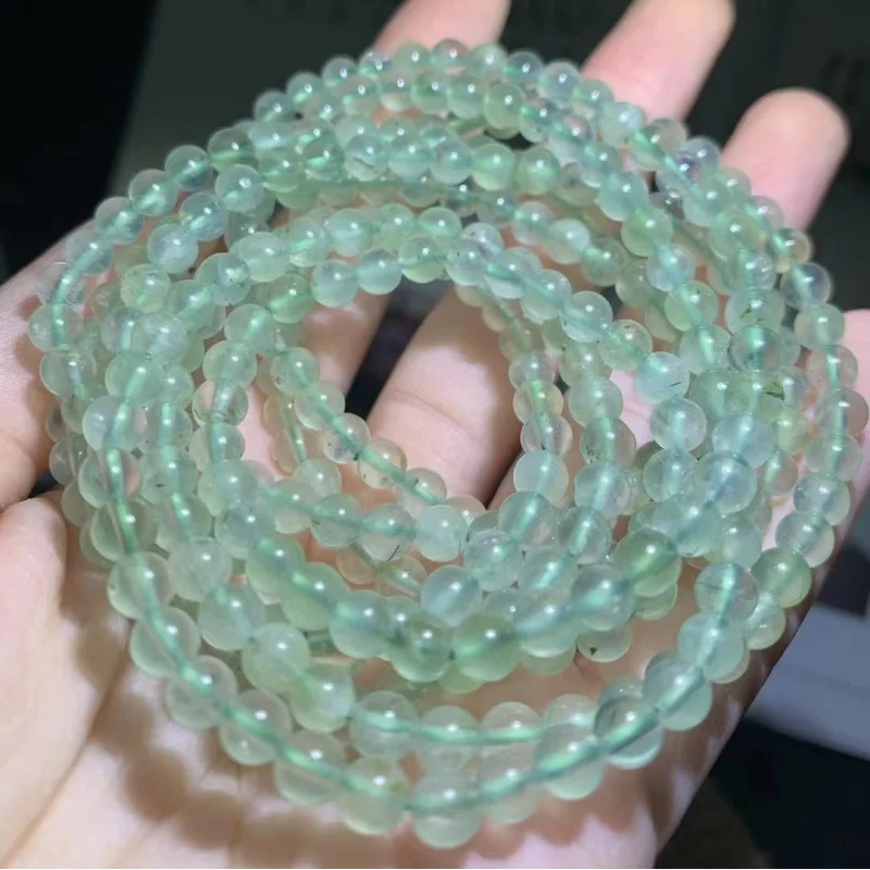 

Natural Grape Stone Multi-Ring Bracelet Female Green Crystal Transparent with Fluorescent Micro-Strip Black Hair Silk