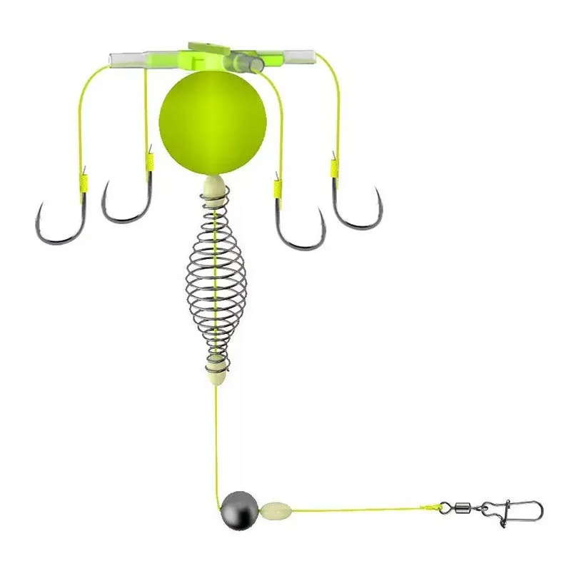 2/1Pcs String Hook Fishing Bait Cage Four Hook Carbon Steel Line Group Feeder Sinker Float Fishing Spring Bait Cage Tools