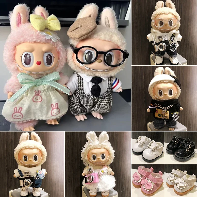 

17cm New Labubu Cute Doll Fashion Clothes Cute Cloth Macaron Labubu Doll Blind Box Bubble Mart Doll Baby Clothing Accessories