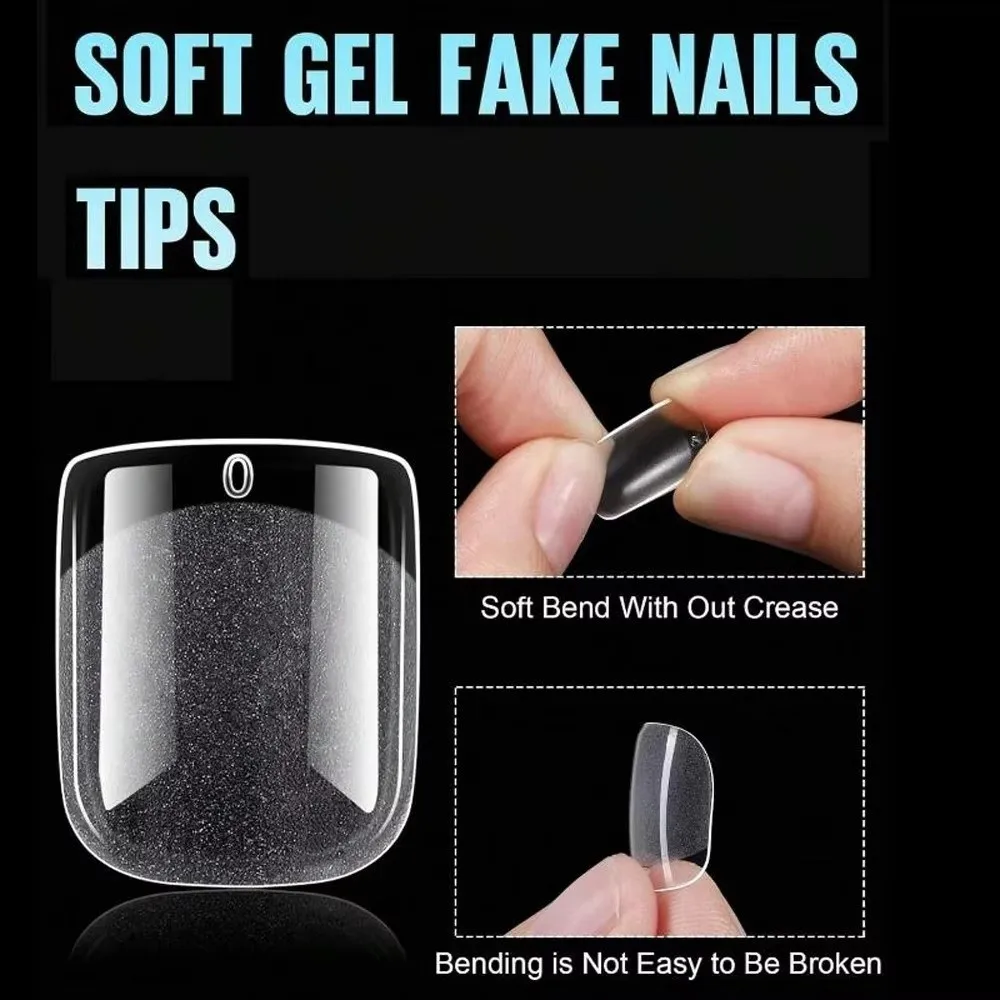 120/150PCS Short Square Nail Tips Half Matte Clear Fake Nails Extension Tips Pre-Shaped False Nails