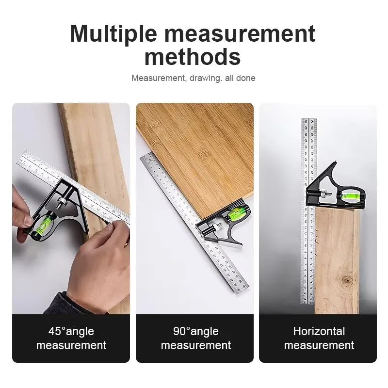 Multi-Function Precision Carpentry Tool - Adjustable Sliding Metal Ruler and Framing Square