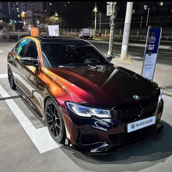 Pellicola Vinilica per Auto WRAPMASTER 1,52*17 Metri Nero Rosso Super Lucido Effetto Camaleonte