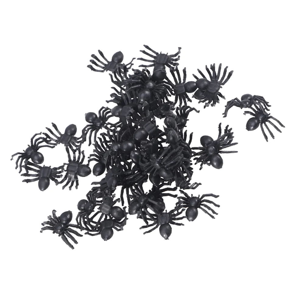 300pcs Halloween Plastic Spiders Simulated Black Spiders Fake Prank Toy Party Supplies