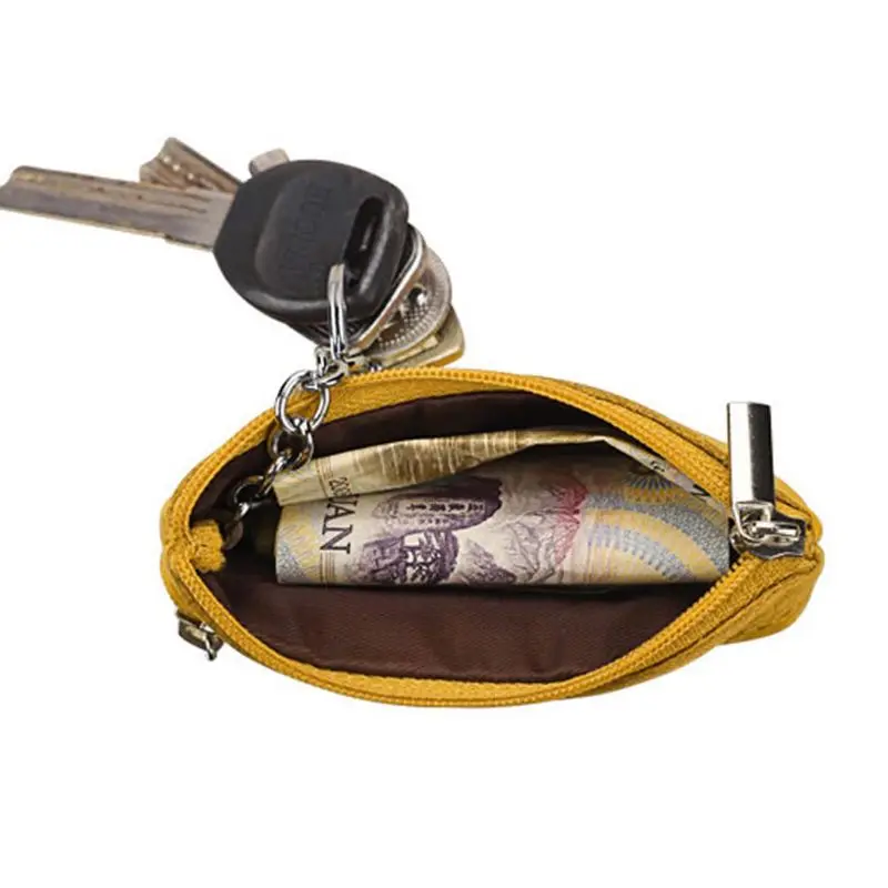 Single Zipper Purse Genuine Leather Female Male Birthday Gift Supplies Small Change Bag for Outdoor Traveling Camping 4
