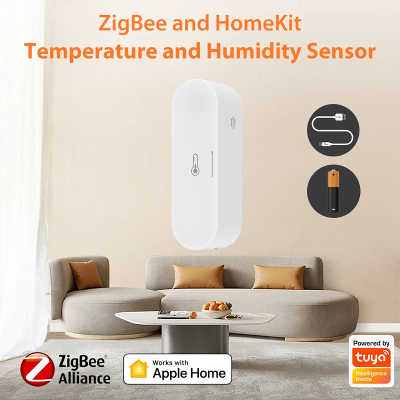 Homekit Tuya เซ็นเซอร์ความชื้นและอุณหภูมิสมาร์ทโฮมควบคุมความชื้นในร่มทำงานร่วมกับชีวิตอัจฉริยะ Alexa Google 1