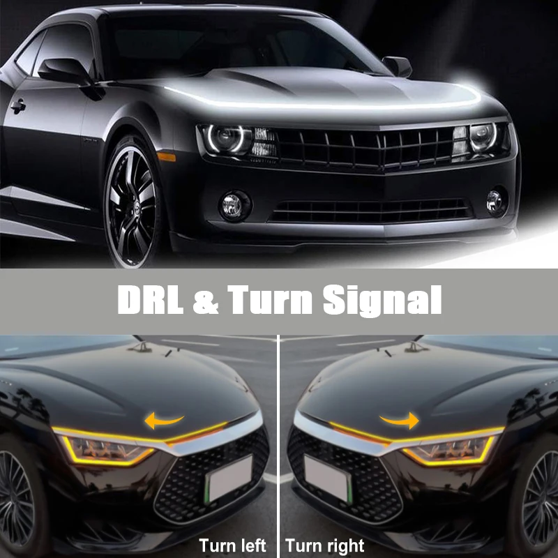LED Hood Light Strip For Ford F150 F250 F-350 – Dynamic Turn Signal, DRL, White & Yellow