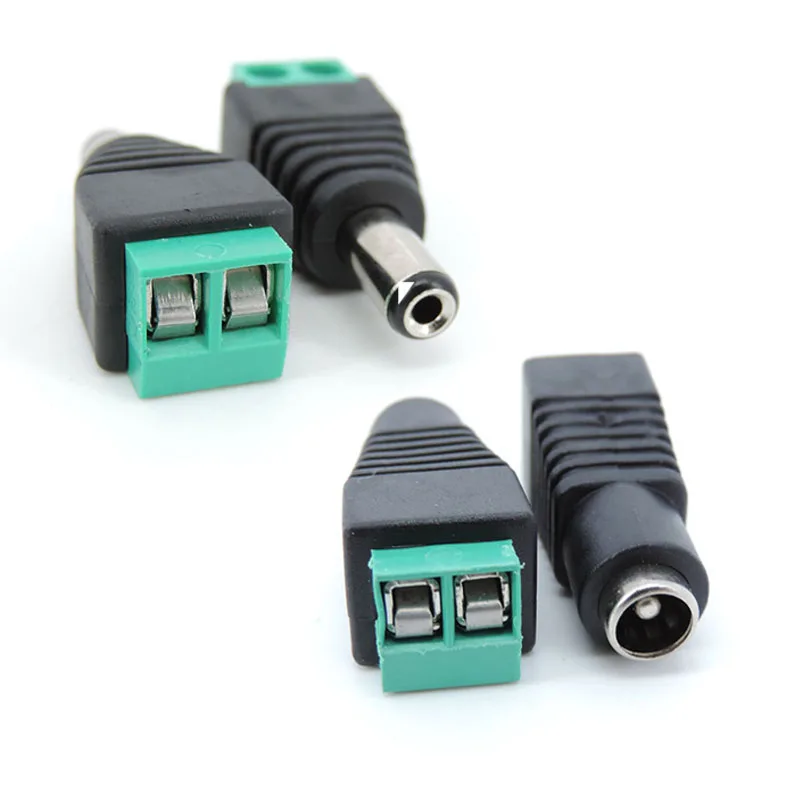 

10pcs DC Male female Jack Plug power connector 2.1*5.5mm 5.5x2.1mm terminal Adapter Cable for 3528/5050/5730 CCTV IP camera