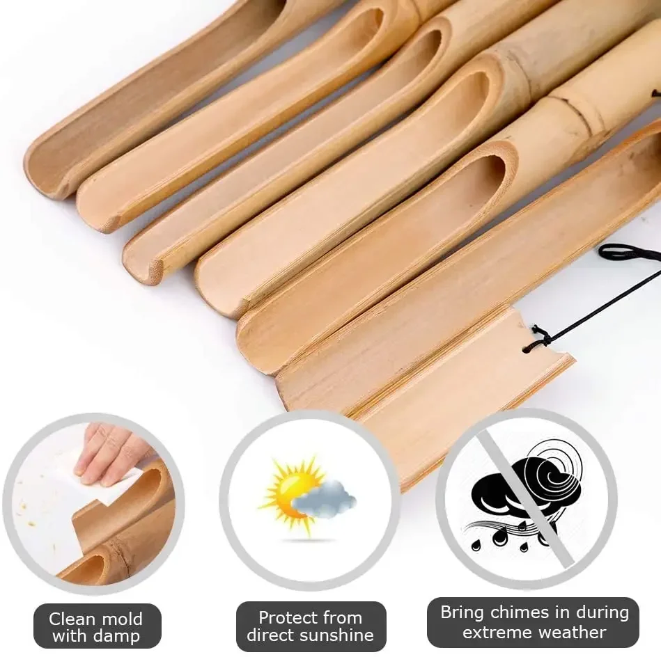 Bamboo Wind Chimes 6 Tubes With Natural Relaxing Soothing Sound Outdoor Chimes Hand-Carved Garden Patio Outdoor Home Decor wind chimes,wind chime