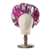 Wholesale Women Large Double Layer Satin Elastic Band Sleep Bonnet Ankara Head Wrap Cap Print Lady Head Cover Turban 4