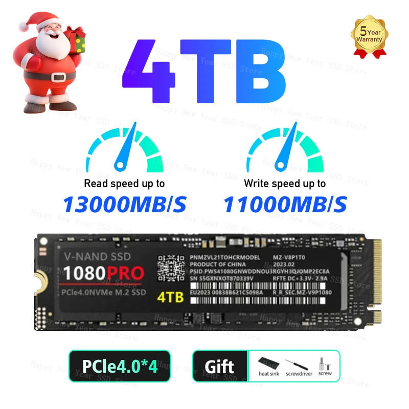 

1080PRO 4TB 2TB 1TB Original Brand SSD M2 2280 PCIe 4.0 NVME Read 22000MB/S Solid State Hard Disk for Game Console/laptop/PC/PS5