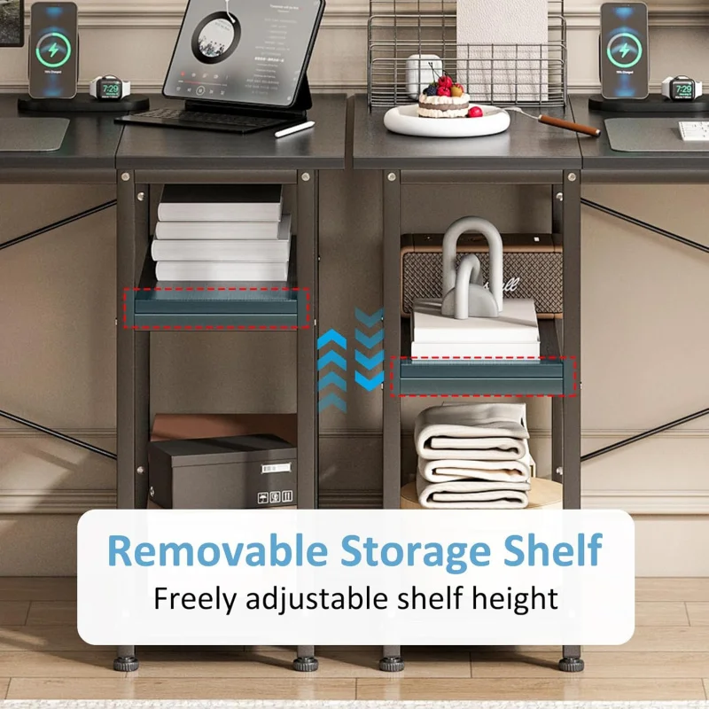 مكتب كمبيوتر للألعاب مع حقيبة تخزين ورفين وحامل وح...