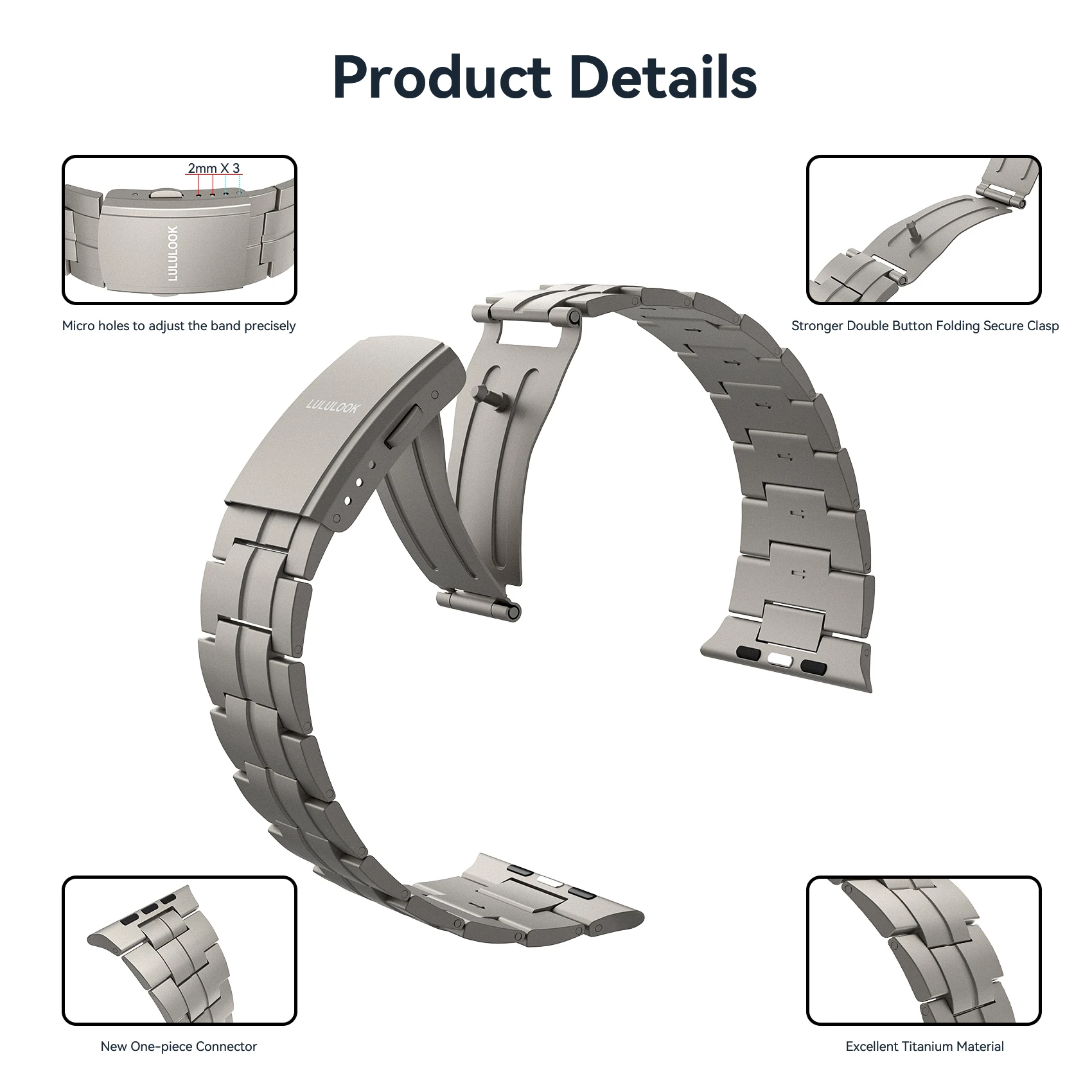  LULULOOK Band for Apple Watch Ultra, 49MM Titanium Metal Link  Bracelet [𝘿𝙞𝙖𝙢𝙤𝙣𝙙-𝙡𝙞𝙠𝙚 𝘾𝙖𝙧𝙗𝙤𝙣 𝘾𝙤𝙖𝙩𝙞𝙣𝙜] for iWatch -  Titanium Color : Cell Phones & Accessories