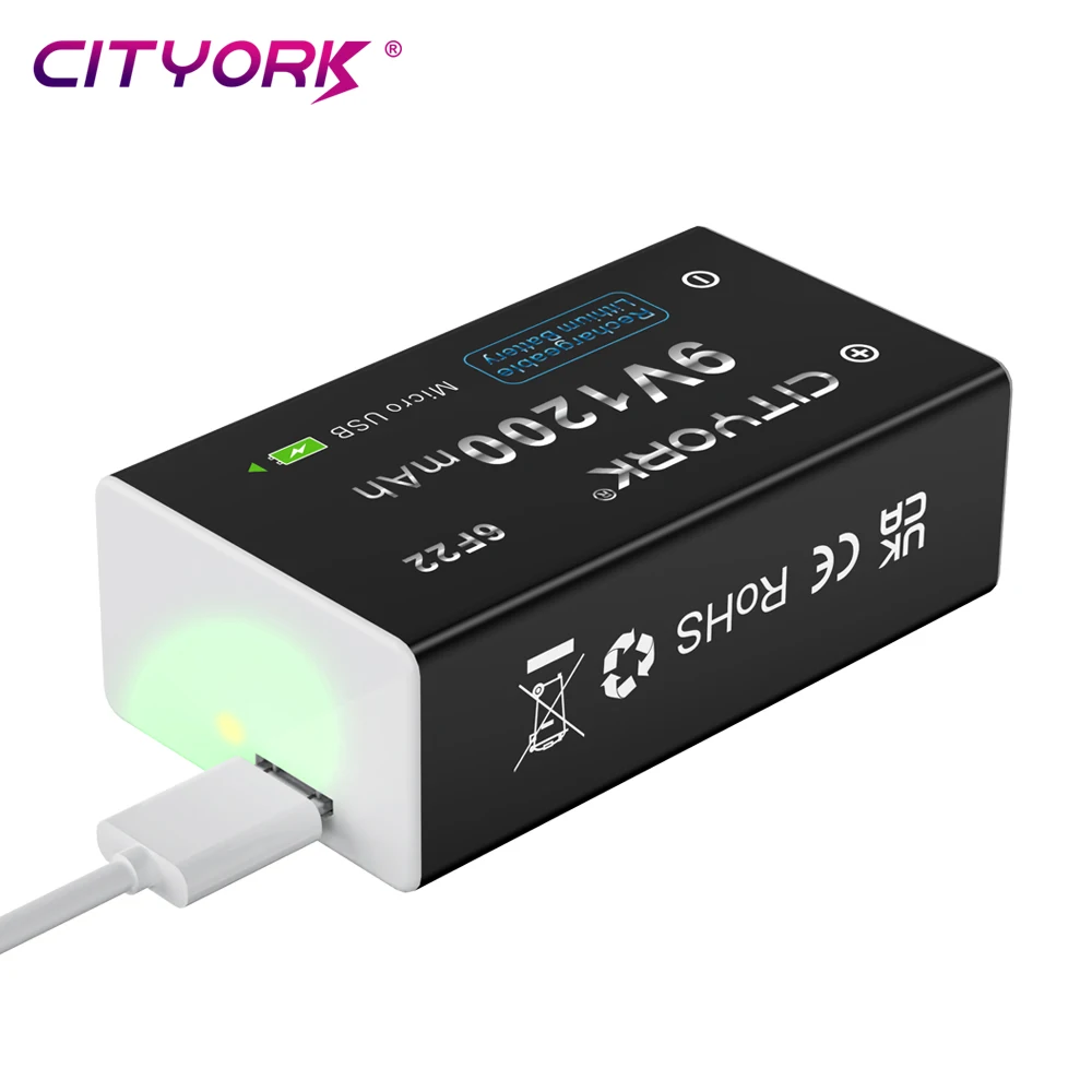 Cityork 9v li-ion batterie 6 f22 9v 1200mah usb wiederauf ladbare batterien für metall detektor modell mikrofon spielzeug multimeter – Detail 13