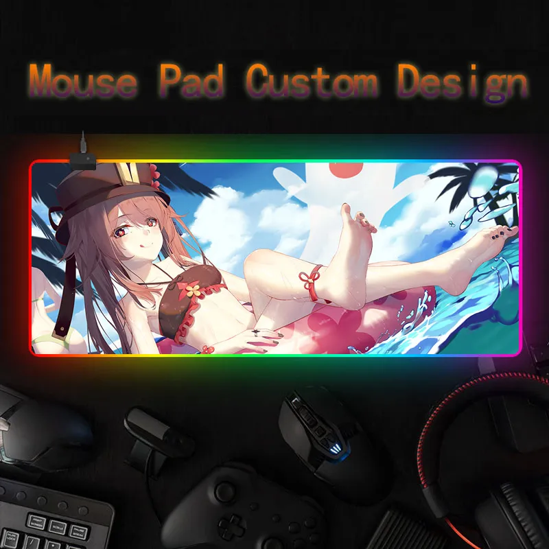 

Anime cartoon Genshin Impact hu tao art mouse pad, RGB landscape personalized mouse pad