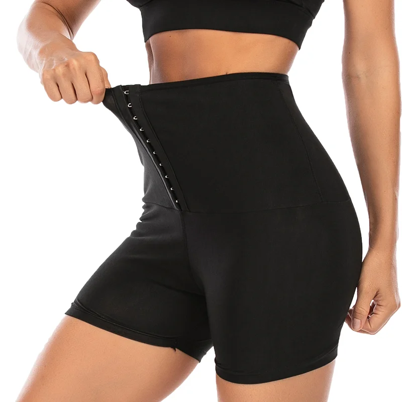 Hot Sweat Pants Sauna Effect Slimming Shapewear Women Buckle Hip Lifter High Waist Tight Shorts Fiess Gym Body Shaper_voghion.com