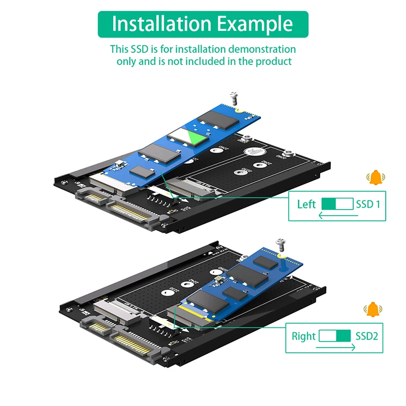 새로운 M2 SATA SSD 어댑터 (엔클로저 소켓 금속 케이스 포함) 듀얼 B+M 키 M.2 NGFF SSD - 2.5 SATA 3.0 6Gbps 컨버터 어댑터 카드