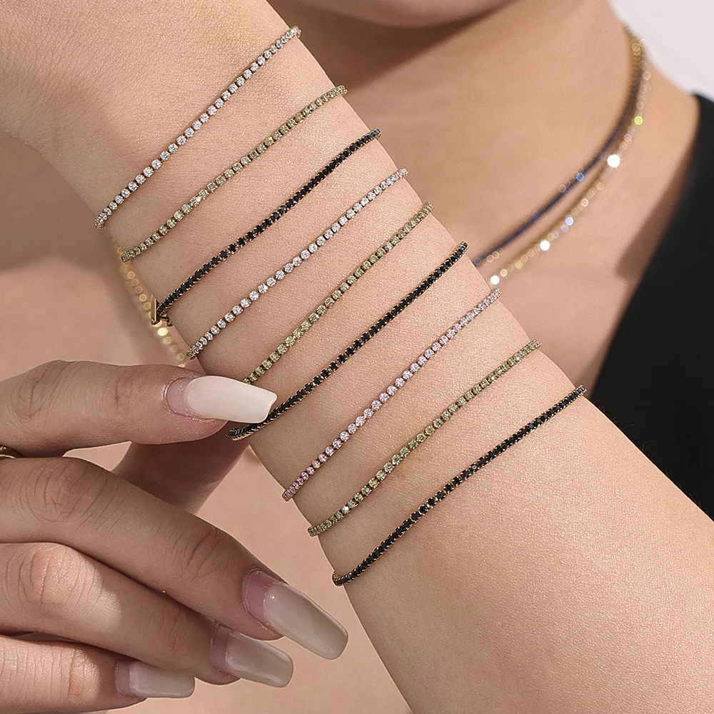 Liora Luxus Edelstahl Voll Multi-Farbe Zirkon Tennis Armband Für Frauen Charme Hochzeit Engagement Dünne Kette Handgelenk Schmuck – Detail 7