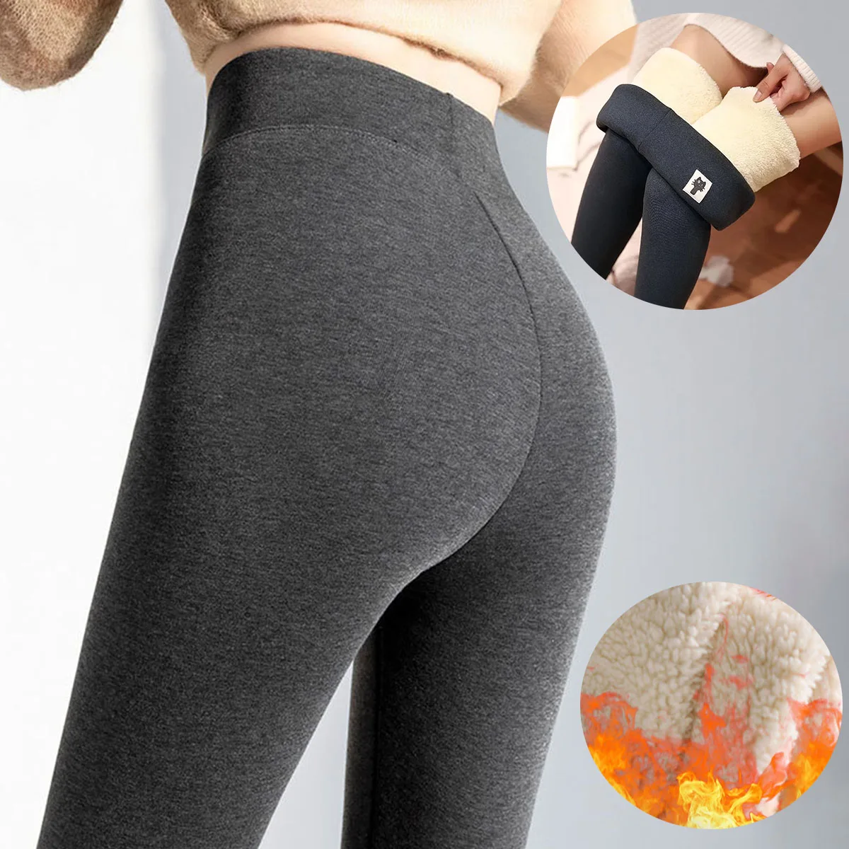 Women Winter Plus Velvet Stretch Leggings High Waist Warm Fleece Lined Velvet Keep Warm Pants Black Casual Thick Winter Leggings