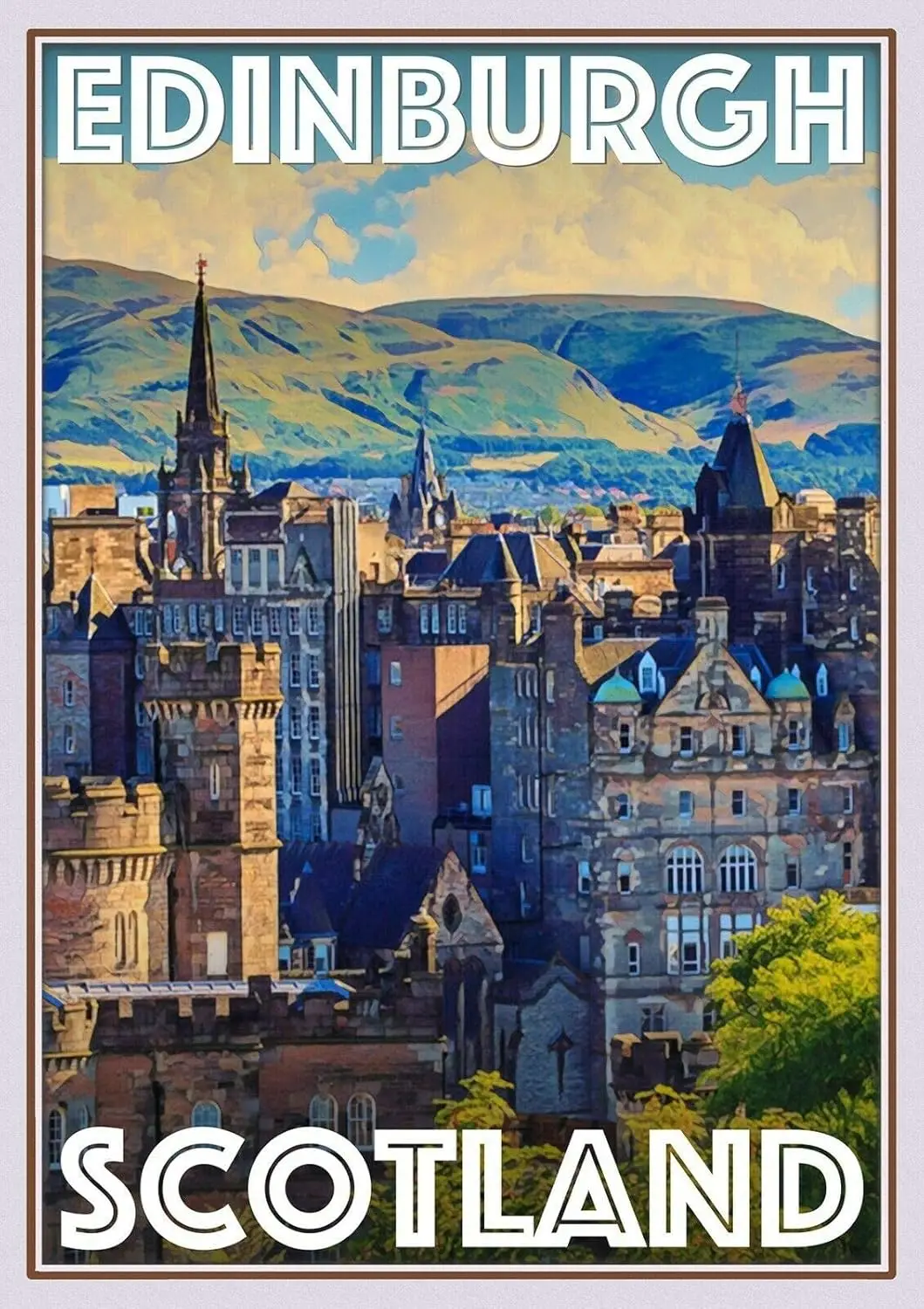 Vintage Tin Sign Holiday Tourism Edinburgh Scotiand Wall Decoration Poster Bar Restaurant Metal Tin Sign 12x8inch