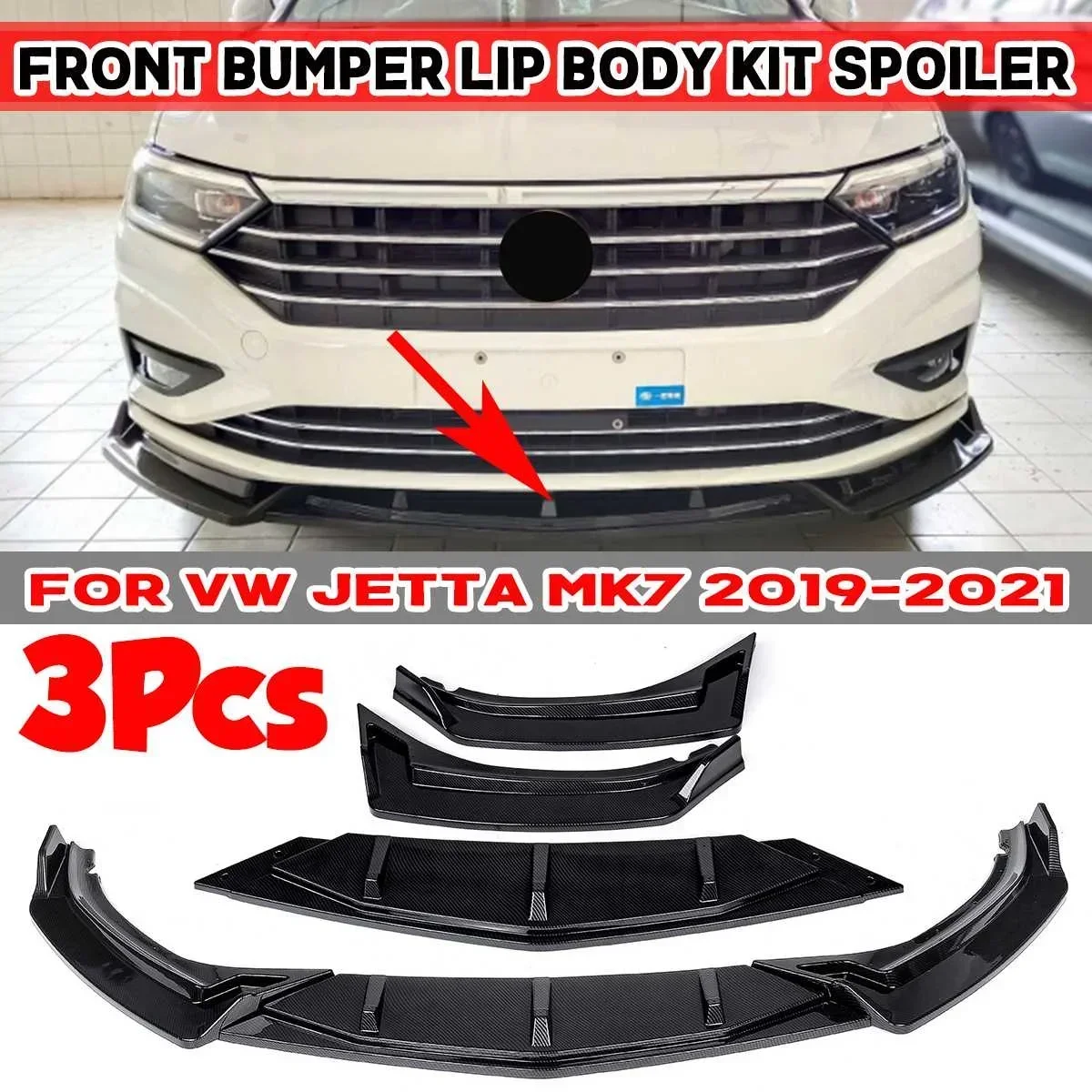 

New Car Front Bumper Lip Deflector Lips Splitter Diffuser Guard Cover Protection Body Kit Spoiler For VW For Jetta MK7 2019-2021