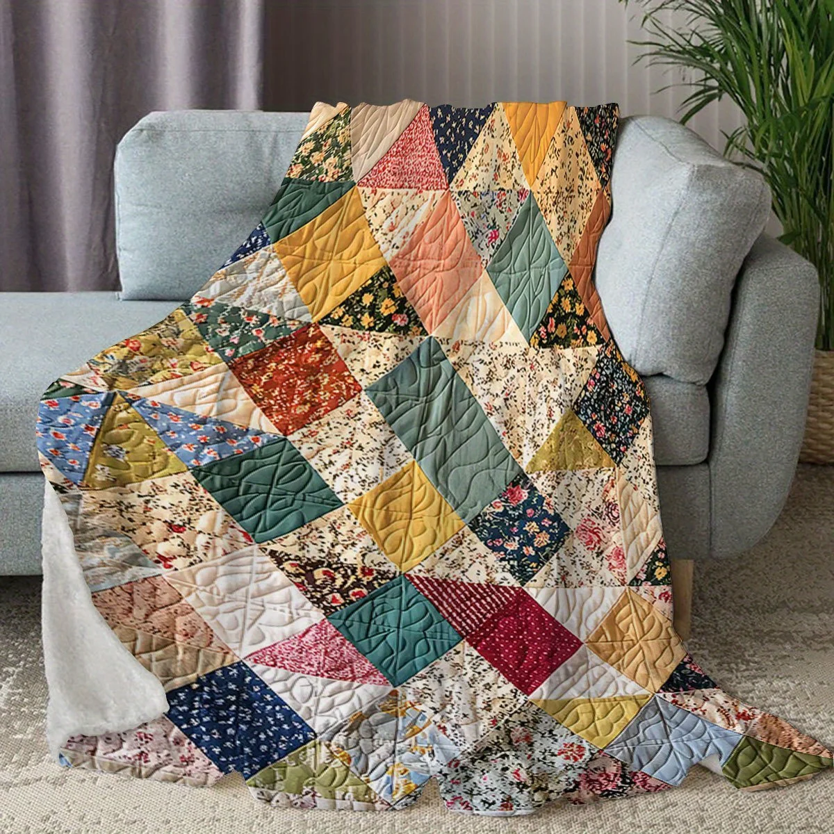 Vintage Geometric Patchwork Quilt 6