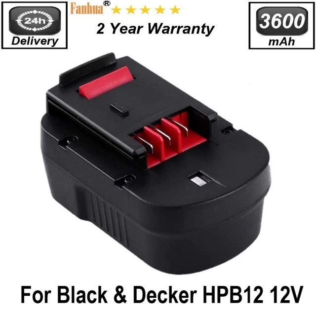 2 Pack HPB12 3600mAh Ni-MH Replacement Battery Compatible with Black and Decker 12V Battery A1712 A12 A12-XJ A12EX FS120B FSB12 Firestorm