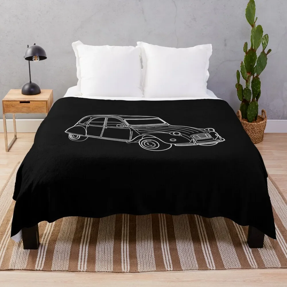 Vintage 2Cv Anatra Illustrazione Coperta Decorativa Plaid Sul Divano Coperte