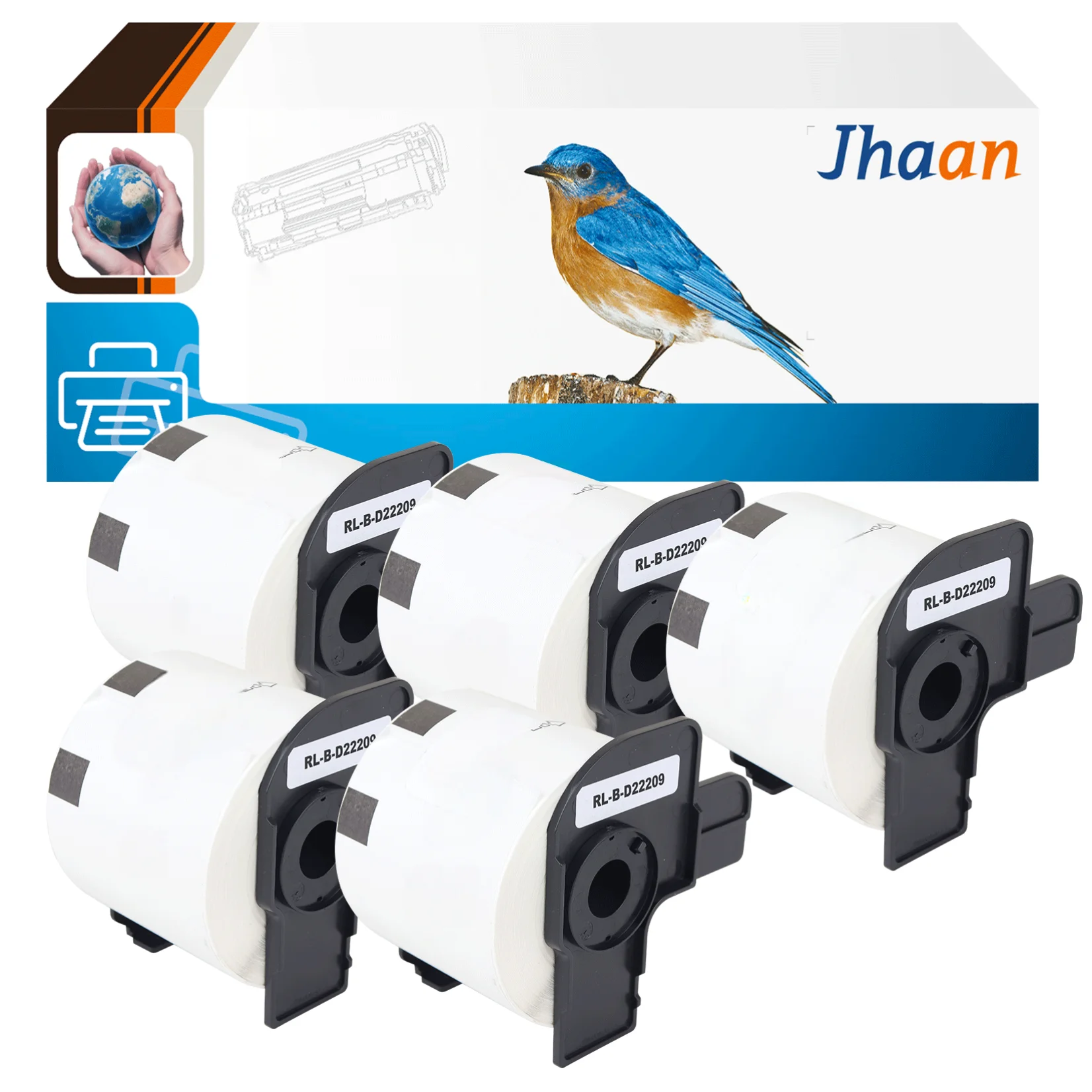 Jhaan 5 x DK-11209 (29X62mm,800Labels) Compatible Labels (White) Compatible with P-Touch QL-500 QL-570 QL-700 QL-800 QL-810W