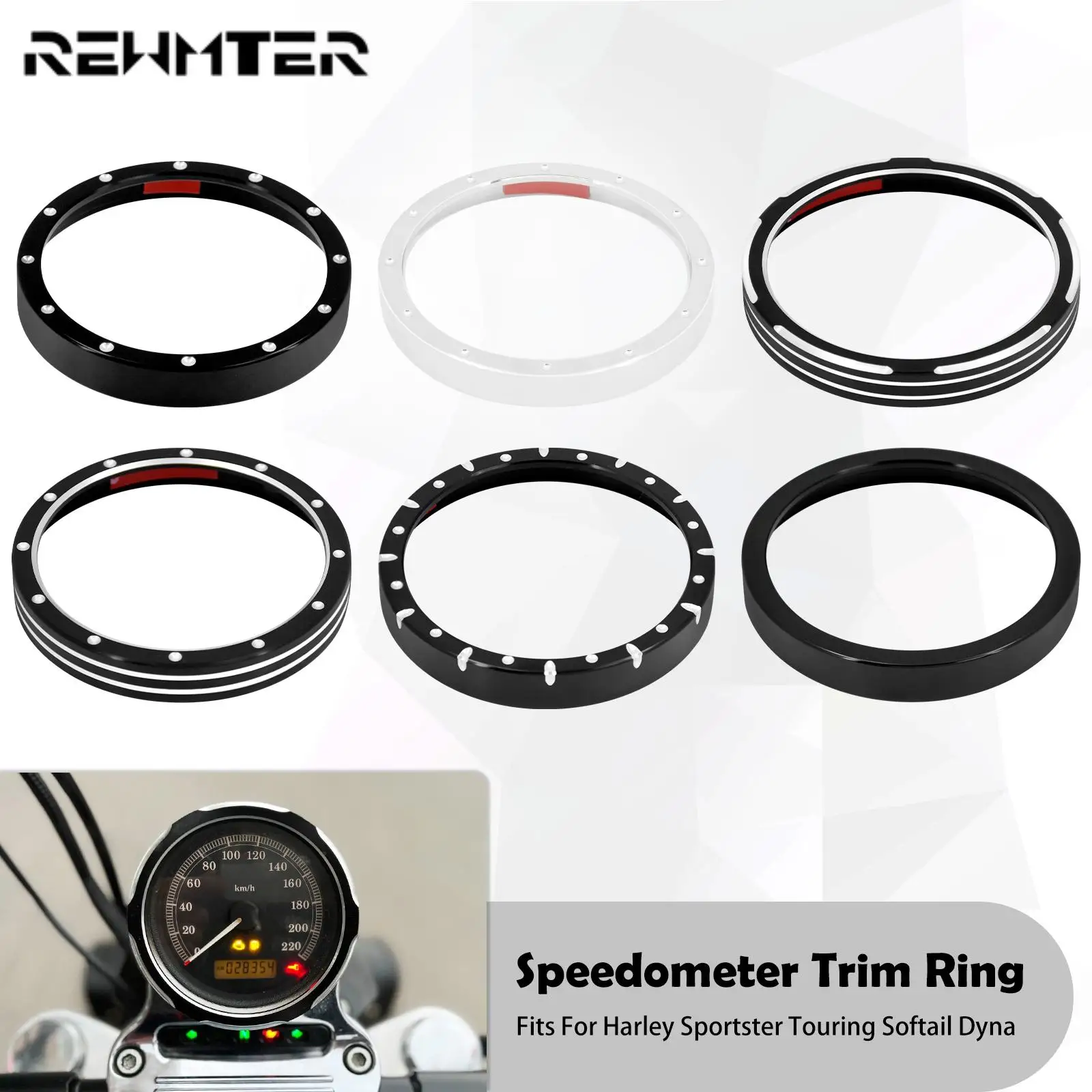 Moto Asterism Bagger Tachimetro Trim Bezel Burst Billet Cover Nero/Cromato Per Harley Sportster 883 1200 Dyna Street Bob