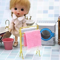 1:12 Metal Free-Standing Hand Towel Drying Rack With 2 Towels For Dollhouse 1