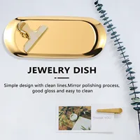Metal Storage Tray Gold Oval Dotted Fruit Plate Small Items Jewelry Display Tray Mirror 2