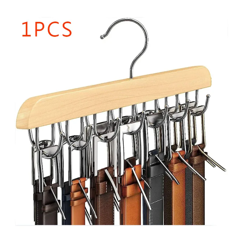 Luxury Wooden Belt and Scarf Organizer for Wardrobe Storage and Accessories