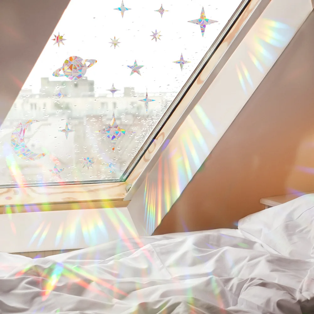 Rainbow Suncatcher Window Stickers PVC Cat Butterfly Ghost Prism Glass Wall Sticker Home Bedroom Decoration Self Adhesive Decal