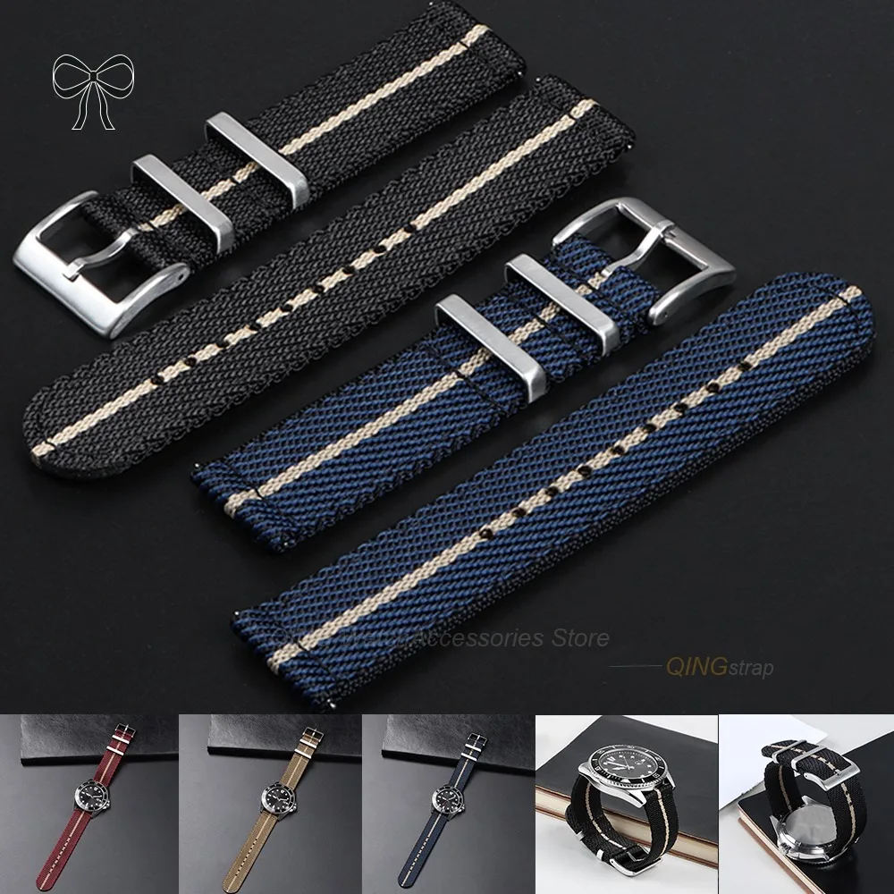 Quick Release Nylon Woven Canvas Watch Band - Military Sport Style Wristband