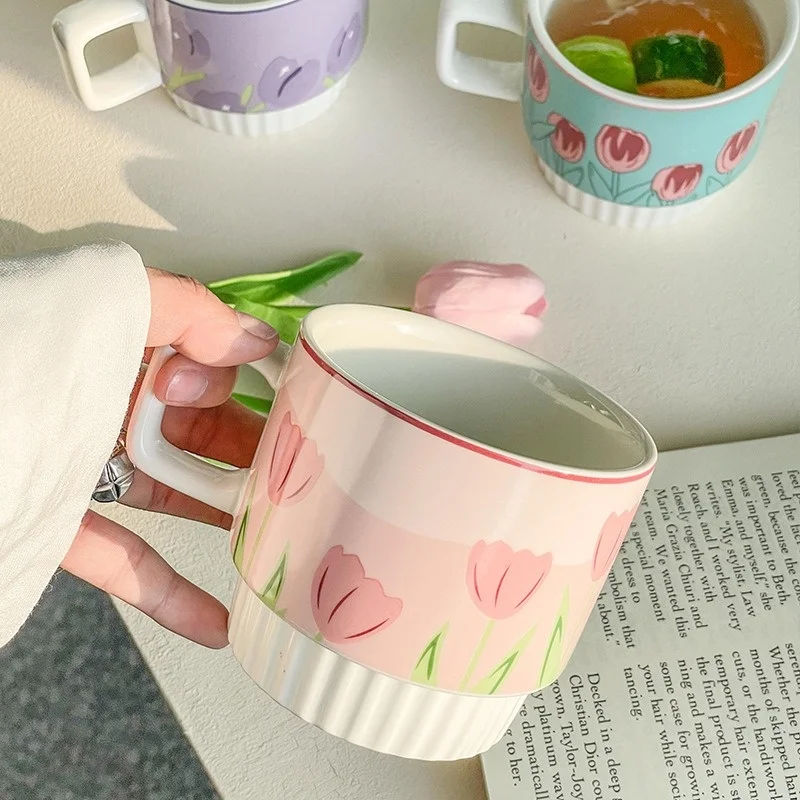 Ceramic Tulip Flower Cup Coffee Mug Water Cup