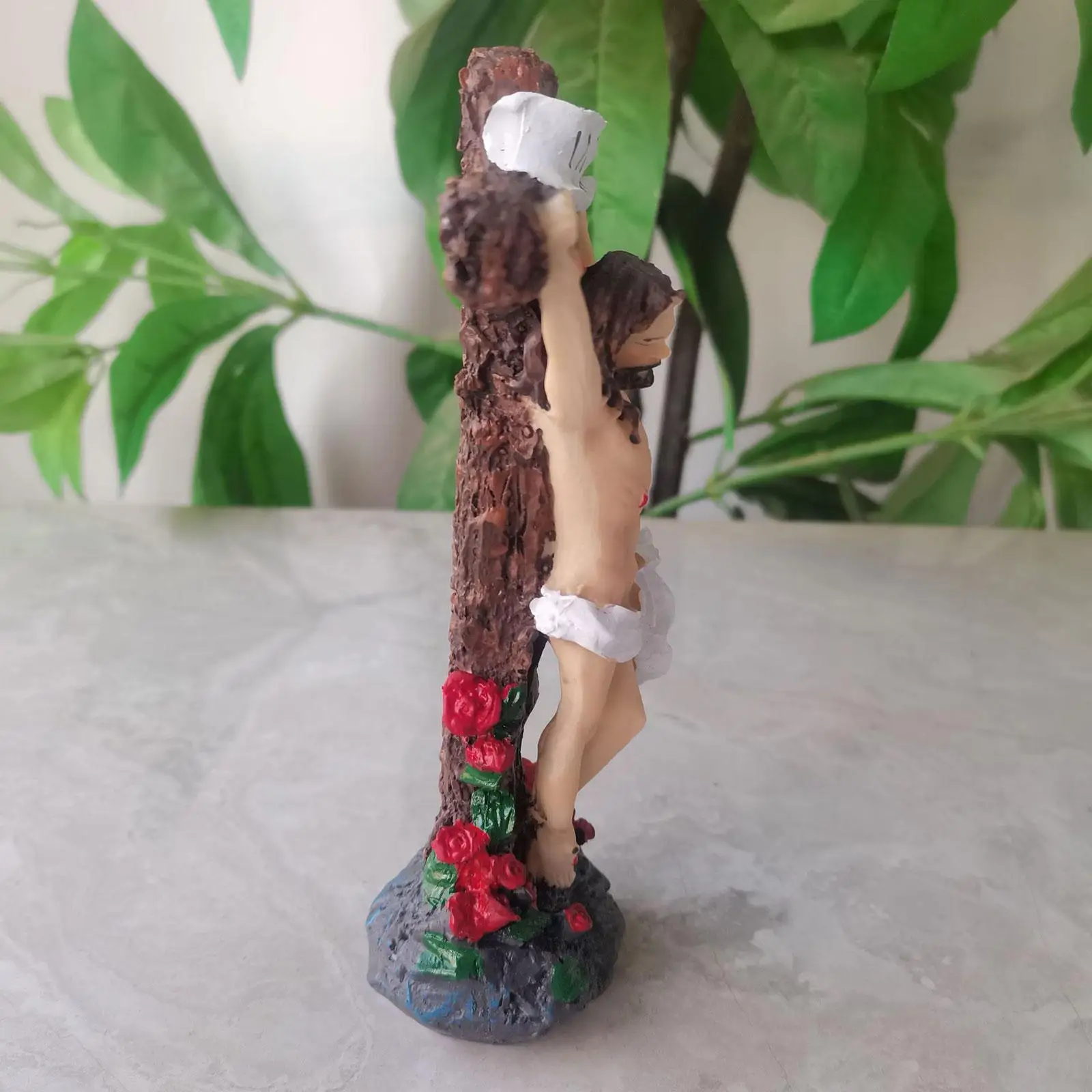 Jesus Crucifix Crosses Figurine Ornament Jesus Cross for Cabinet Garden Home