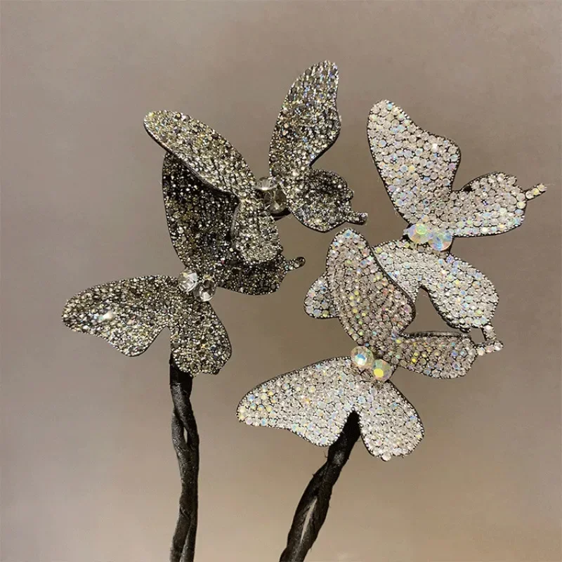 여성용 라인스톤 나비 머리핀, 레이지 헤어 컬, 볼 헤드 모델링 도구, 우아한 꼰 컬, 헤어 스타일링 액세서리