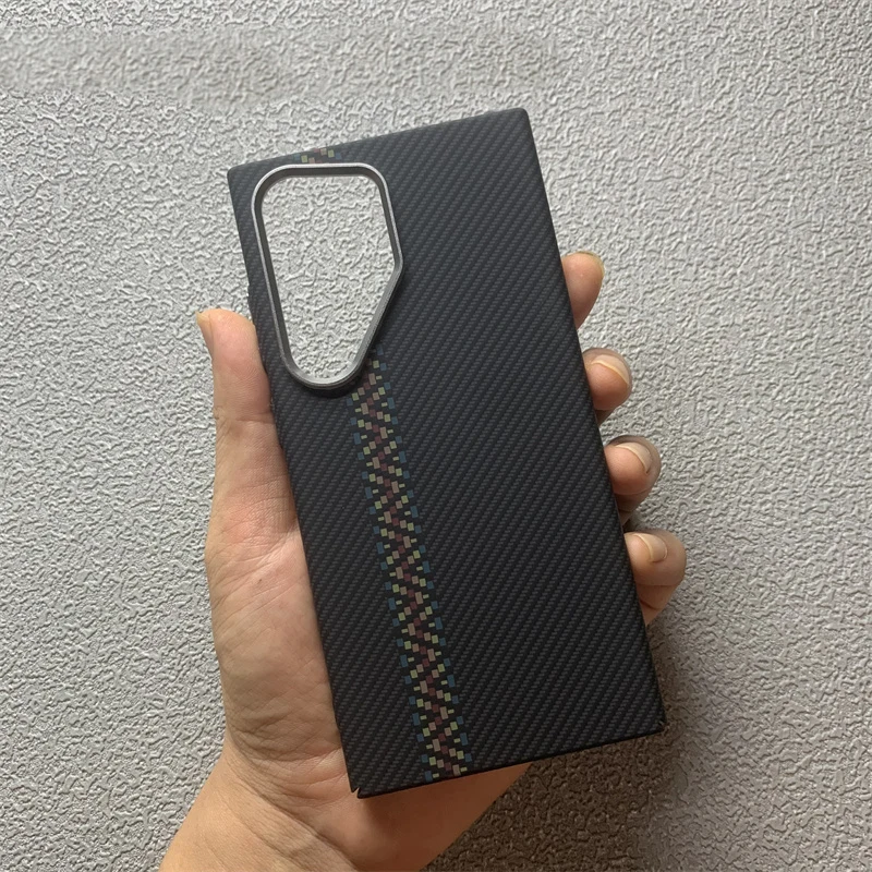 Luxurious Carbon Fiber Texture MagSafe Case with Alloy Lens & Wireless Charging Capability