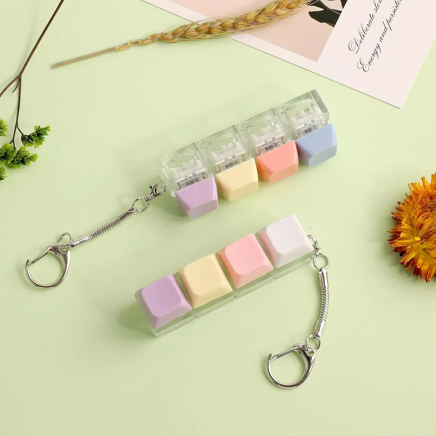 2pcs 4 키 키보드 피젯 미니 클리커 피젯 키보드 스트레스 릴리프 감각 손가락 운동 불안 완화 사무실 책상 장식
